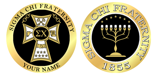 Sigma Chi Custom Name Engraved Polished Gold Challenge Coin